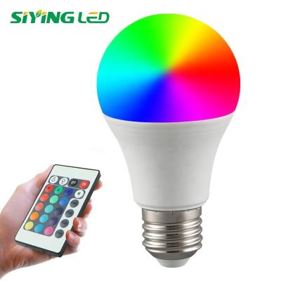 China Residential Smart Light 16 Colors Remote Control Light A60 9W RGB Led Bulb for sale