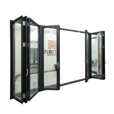 China WANJIA Retractable Modern Style Aluminum Patio Bi Folding Doors for sale