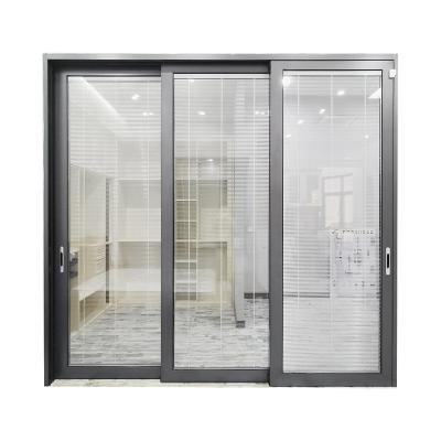 China Modern aluminum sliding glass doors with built in blinds between the glass for sale