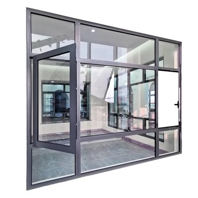 China Magnetic Screen WANJIA Design Soundproof Double Glazed Insulated Aluminum Casement Windows for sale