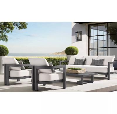 China Modern Hot Selling Sharp Powder Coating 4pcs T-back Sofa Set Rustproof Aluminum Outdoor Furniture Set for sale