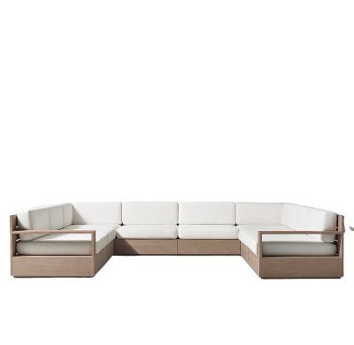 China Modern Classic Size Made Of Teak Solid Wood Sectional Outdoor Furniture U Sharp Sofa for sale