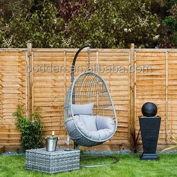 China Garden Furniture Minimalist Simply Elegant Steel Frame With Cushion Deep Egg Shaped Rattan Swing Chair for sale