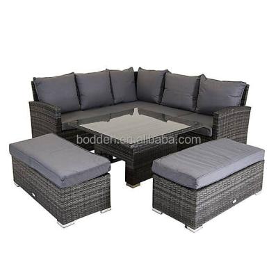 China Modern outdoor adjustable sofa furniture size 8 seaters corner sofa set rattan furniture for sale