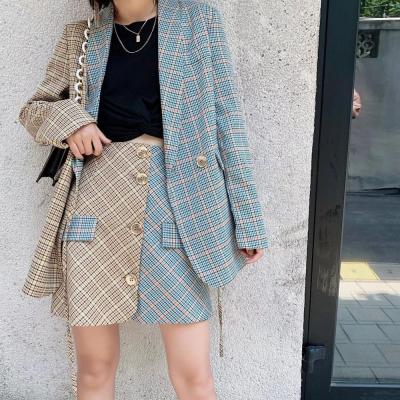 China New Retro Plaid Breathable Quilting Women's Casual Suit Wild Spring Blazer Women for sale