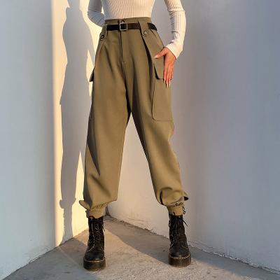 China 2020 Wholesale New Arrival Women Anti-Wrinkle Pants Cotton Fashion Loose High Pocket Big Size Casual Cargo Pants Women for sale