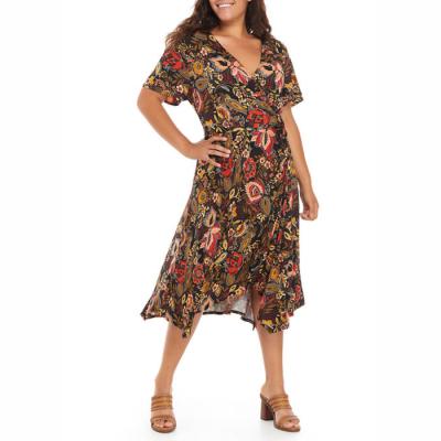 China Custom Made High Quality Colorful Floral Long Dress Anti-Static Plus Size Dress Women Casual Dress for sale