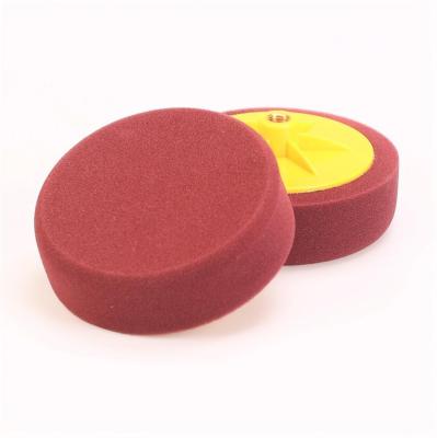 China Rotary Shape Brown Car Wheel Polisher 6inch Foam Pad Detailing Buffing Polishing Pad With Backing Plate for sale