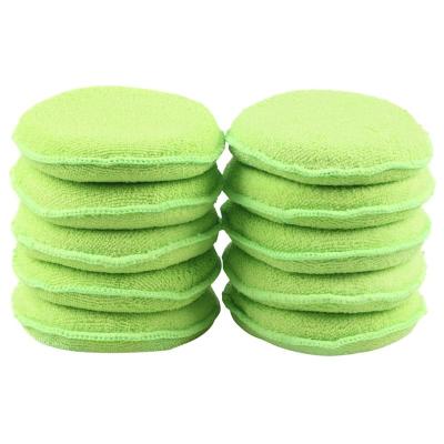 China Hand Use Good Green Color Car Microfiber Sponge Wash Cleaning Pad For Car Washing, Bathroom Cleaning, Glass Cleaning for sale