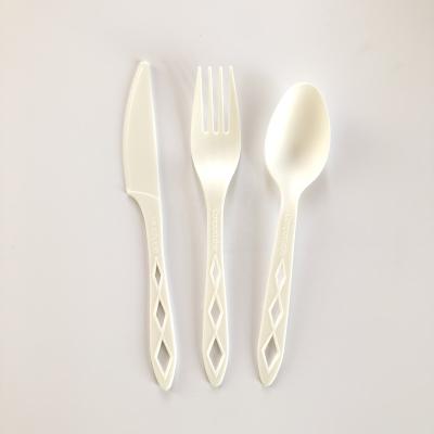 China 6.5 Inch Cpla Cutlery Home Resistance Fork Knife High Temperature Spoon Sets Disposable Cpla Cutlery for sale