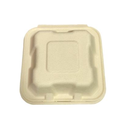 China Traditional Eco Friendly Disposable Biodegradable Bagasse Clamshell Natural Lunch Box for sale