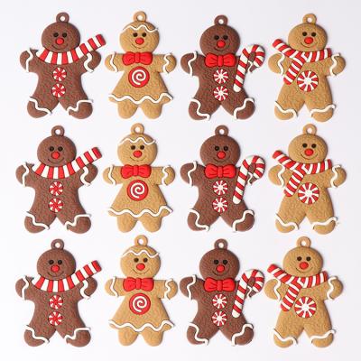 China Modern Cute PVC Gingerbread Man Pendants Merry Christmas Tree Ornaments Festival Atmosphere Hanging Party Decoration for sale