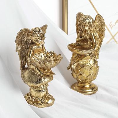 China Original Epoxy Resin Crafts Tray Angel Resin Ornaments Art Craft Storage Creative Golden Candy From Europe Manufacturer for sale