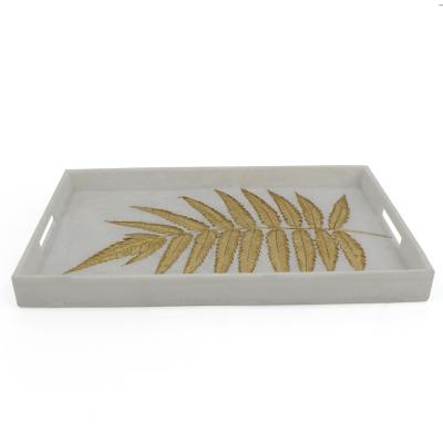 China Handmaid Sculpture Art Crafts Resin Tray Mold Gold Leaf Tray Home Decor Custom Europe Wholesale Price Storage Statue for sale