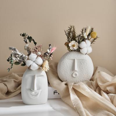 China Art Decor Nordic Art Funny Face Vase Ceramic Living Room Ornaments Face Vase Ceramic Vase For Home Decor for sale