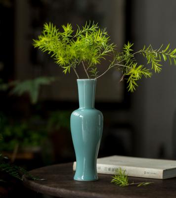 China Wholesale Personality Celadon Vase Ornaments Ceramic Tea Table Living Room Decor Flower Vase Hydroponic Vase for sale