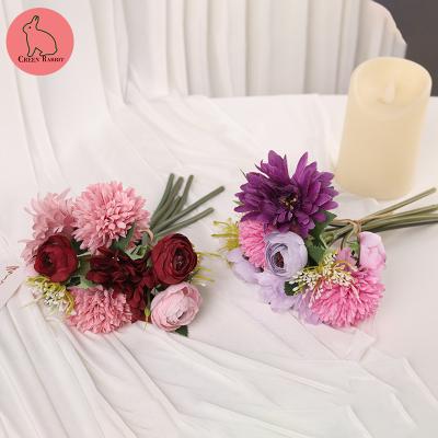 China Hot Selling Artificial Flowers Realistic Hydrange Flowers Potted Floral Small Bouquet Silk Flowers Decoration for sale