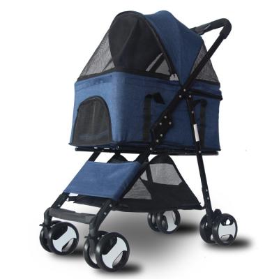 China Viable Cheap Dog Stroller Made In China Foldable Four Wheel Pet Pram Cart For Small Dogs for sale