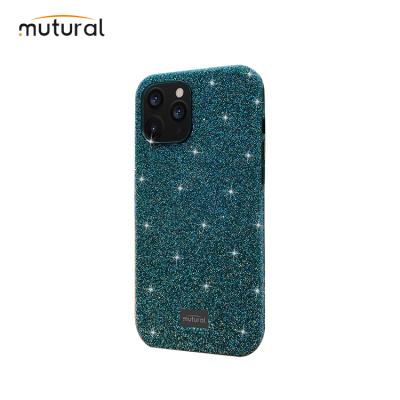 China PU+TPU+PC Mutural Back PC Bling Bling Shockproof Hard Glossy Phone Cover Case For iPhone 12 pro for sale