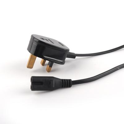 China Home Appliance 10A 1.8M2M 2.5M 8M British Plug 2 Pin 3Pins Fork Extension Cable Computer UK Power Cord for sale