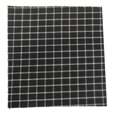 China Chinese Wholesale Textile Material Anti Pill Plaid Fabric 70%Polyester 30%Linen Short Skirt Striped Fabric Stiff Dress Material for sale