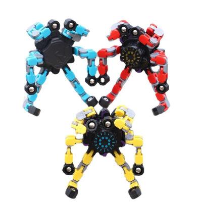 China 2022 Transformable Toy Deformed Finger Fidget Spinner Fingertip Gyro Compass Decompression Mechanical Chain Robot Children's Toys for sale