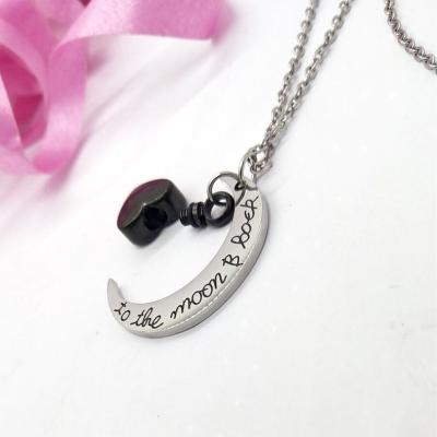 China Pets Star and Moon Necklace Fashion Heart Shaped Moon Perfume Necklace Dangling Openable Pet Urn for sale