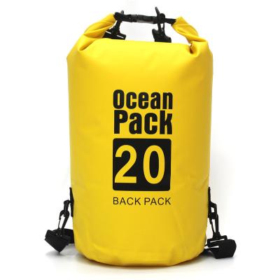 China Travel Kit Stock 20L PVC Waterproof Ocean Package First Aid Kit Kit Rescue Backpack Outdoor Swimming Dry Bag for sale