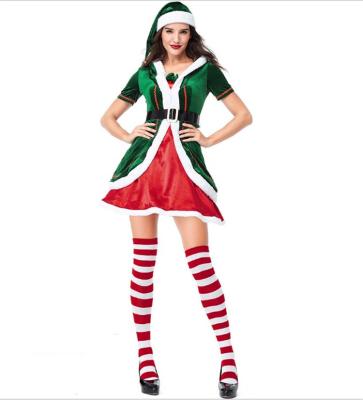 China New Breathable Green Color Plus Size Christmas Dress Christmas Dress Women's Elf Set Party Role Playing Christmas Party Equipment for sale