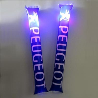 China PE Logo Printing Neon Light Inflatable Cheering Sticks LED Noise Maker Stick for sale