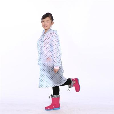 China Kids Dots Wearing Axio Printing Foggy Raincoat/Children Bachelorette Rainwear Full with Button and Hood String for Outdoor Traveling for sale