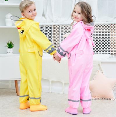 China 100% Children's Raincoat Baby Rompers Children's Hooded Overalls Raincoat Reflective One-Piece Raincoat Raincoat for sale