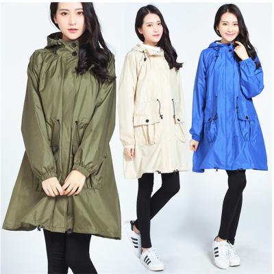 China 100% fashion raincoat female adult increasing raincoat long breathable Korean version cute raincoat anorak raincoat for sale