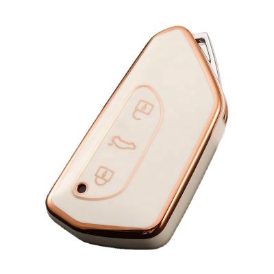 China Perfectly Golden Line Fit Car Key Cover For VW Golf 8 TPU Key Cover For Skoda Octavia A8 MK4 Mk8 2020 2021 Seat Leon Formentor mk4 Cupra for sale