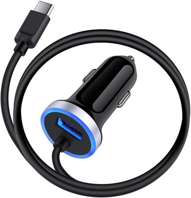 China Mobile Phone 3.4A Fast Charging Car Charger Adapter With 3ft Type C Cord for sale