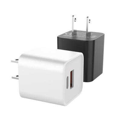 China Mobile Phone 20W Dual Ports Type C Wall Charger , PD 3.0 / QC 3.0 Quick Charge USB-A + USB-C Wall Charger Compatible With IOS And Android for sale