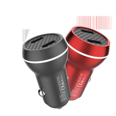 China New Mini Dual USB C Car Charger Car Charger Multifunctional USB Digital Display Metal Car Charger for sale