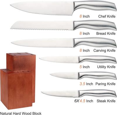 China 12 Piece Disposable Wholesale Custom Hollow Stainless Steel Handle Kitchen Knife Set With Block Set for sale