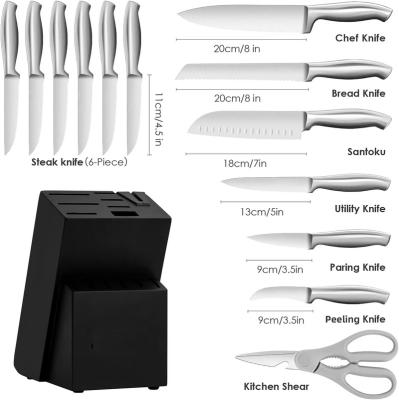 China 15pcs Disposable Kitchen Knife Set With Built-in Sharpener Design Stainless Steel One-Piece Kitchen Knives Frosted Silver for sale