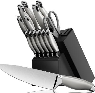 China Disposable Factory Supplies 15 Pieces Kitchen Knife Set Stainless Steel Kitchen Chef Knife Sets With Knife Holder for sale