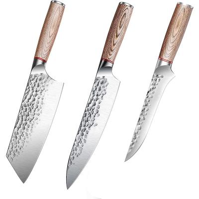 China Disposable Professional High Carbon Steel Vegetable Knife Pakkawood Handle Ergonomic Kitchen Knife Meat Set Japanese Santoku Knife for sale