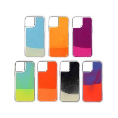 China Fluorescent Quicksand Liquid Color Mobile Phone Case Night Light Phone Case Fluorescent Phone Case For iPhone 11/xs/xmax for sale