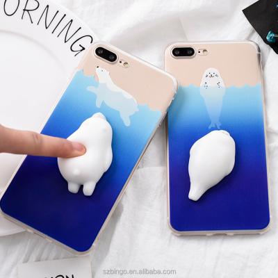 China 3D Cute Soft Silicone Squishy Push Up Phone Case Squishy Bear Squishy Bear Toys Phone Back Cover For Smartphone for sale