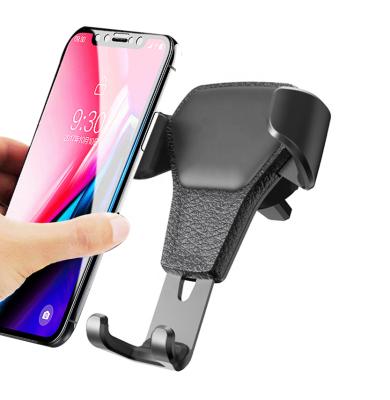 China Factory Price Car Air Vent Gravity Air Vent Adjustable Universal Leather Car Phone Holder Auto Clip Mount Phone Bracket In Car for sale