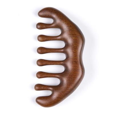 China Comfortable Handmade 100 Percent Natural Width Tooth Comb Head Scalp Massage No Static Sandalwood Comb Detangling Hair Wooden Comb Green for sale