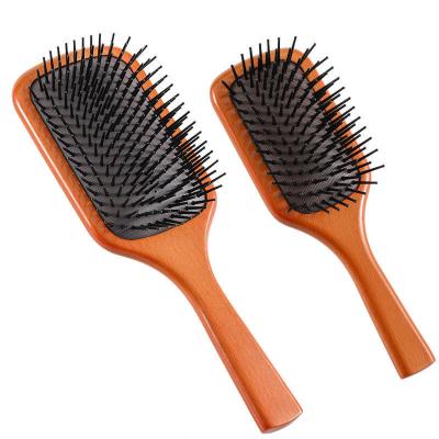 China Comfortable Wide Tooth Comb No Static Paddle Hair Brush Scalp Sandalwood Airbag Massage Comb For Curly Hair Dryer Wet Wooden Comb Set for sale