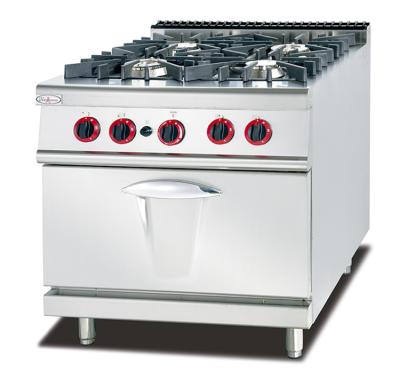 China LPG / Natural Gas 4 Burner Cooking Range Impulsive Ignition Stainless Steel Gas Stove for sale