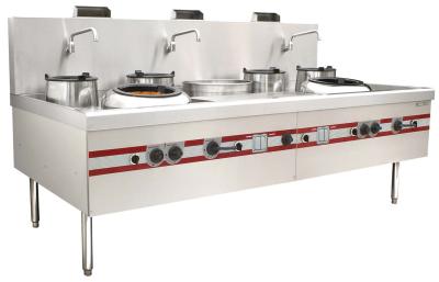 Chine Chaîne de wok avec le fourneau de cuisson chinois de doubles brûleurs 2400 x x 1220 (810+450) millimètres à vendre