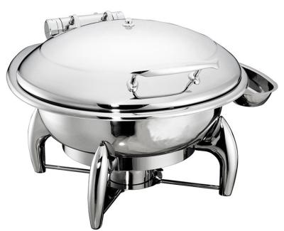 China 6.0Ltr Round Hydraulic Chafing Dish Full Stainless Steel Lid Induction Or Spirit Heat Source Dia.35cm Food Pan for sale