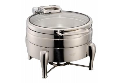 China YUFEH Stainless Steel 304# Hydraulic Induction Chafing Dish Buffet Food Warmer Soup Station W/ Round Glass Lid for sale